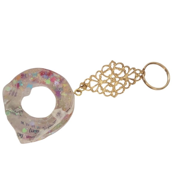 O Resin Alphabet Letter Keychain Sparkly Glitter Key Chain - Picture 2 of 2